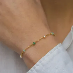 sten armbånd i forgyldt sølv  x 4 mm  - Loom Stones