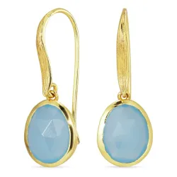 blå calcedon øreringe i forgyldt sølv - Loom Stones