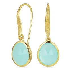 aqua krystal øreringe i forgyldt sølv - Loom Stones
