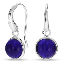 runde blå jadesten øreringe i sølv - Loom Stones