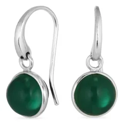 runde mørkegrøn krystal øreringe i sølv - Loom Stones