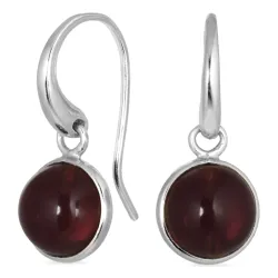 runde rød krystal øreringe i sølv - Loom Stones