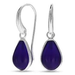 dråbe blå jadesten øreringe i sølv - Loom Stones