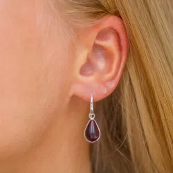 dråbe rød krystal øreringe i sølv - Loom Stones