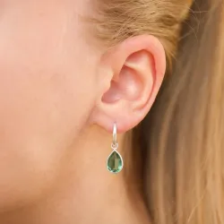 dråbe aqua krystal øreringe i sølv - Loom Stones