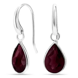 dråbe granat øreringe i sølv - Loom Stones