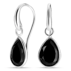 dråbe sort onyks øreringe i sølv - Loom Stones