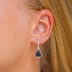 dråbe sort onyks øreringe i sølv - Loom Stones