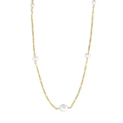 perle halskæde i forgyldt sølv