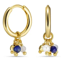 lange blå creoler i forgyldt sølv - Loom Stones