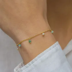 sten armbånd i forgyldt sølv  x   - Loom Stones