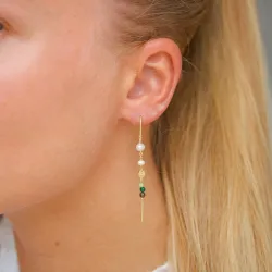 lange grønne kæde øreringe i forgyldt sølv - Loom Stones