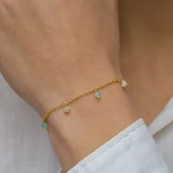 sten armbånd i forgyldt sølv  x   - Loom Stones