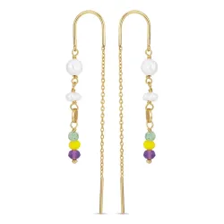 lange gule kæde øreringe i forgyldt sølv