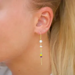 lange gule kæde øreringe i forgyldt sølv - Loom Stones