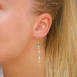 lange grønne kæde øreringe i forgyldt sølv - Loom Stones
