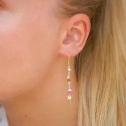 lange multifarvede kæde øreringe i forgyldt sølv - Loom Stones