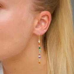 lange multifarvede kæde øreringe i forgyldt sølv - Loom Stones