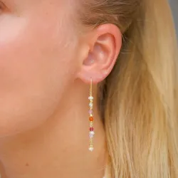 lange lyserøde kæde øreringe i forgyldt sølv