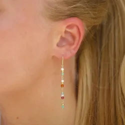 lange multifarvede kæde øreringe i forgyldt sølv