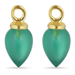 grøn onyks vedhæng til øreringe i forgyldt sølv - Mix & Match