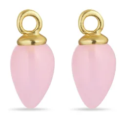 rosa krystal vedhæng til øreringe i forgyldt sølv - Mix & Match