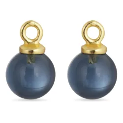 8 mm mørkeblå krystal vedhæng til øreringe i forgyldt sølv - Mix & Match