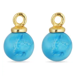 8 mm syntetisk turkis vedhæng til øreringe i forgyldt sølv - Mix & Match