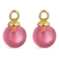 8 mm pink krystal vedhæng til øreringe i forgyldt sølv