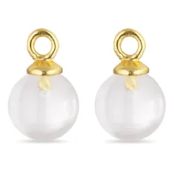 8 mm klar quartz vedhæng til øreringe i forgyldt sølv - Mix & Match