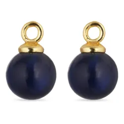 8 mm syntetisk blå safir vedhæng til øreringe i forgyldt sølv - Mix & Match