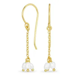 perle kæde øreringe i forgyldt sølv