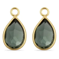 dråbe grøn krystal vedhæng til øreringe i forgyldt sølv - Mix & Match