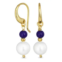 lange blå jadesten øreringe i forgyldt sølv - Loom Stones