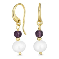 lange mørkeblå krystal øreringe i forgyldt sølv - Loom Stones