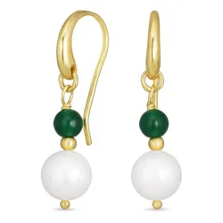 lange grøn onyks øreringe i forgyldt sølv - Loom Stones