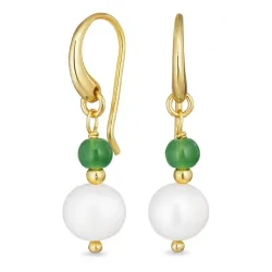 lange grøn aventurin øreringe i forgyldt sølv - Loom Stones