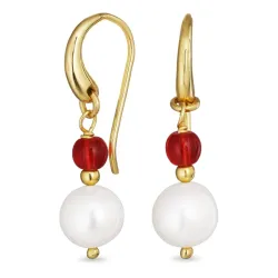 lange pink krystal øreringe i forgyldt sølv - Loom Stones