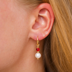 lange pink krystal øreringe i forgyldt sølv - Loom Stones