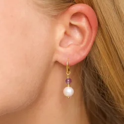 lange lilla ametyst øreringe i forgyldt sølv - Loom Stones