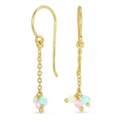 lange sten kæde øreringe i forgyldt sølv - Loom Stones