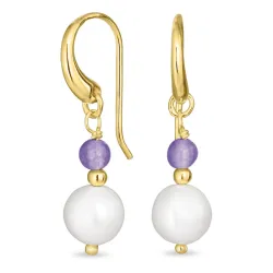 lange lilla jadesten øreringe i forgyldt sølv - Loom Stones