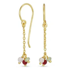 lange sten kæde øreringe i forgyldt sølv - Loom Stones