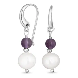 lange lilla ametyst øreringe i sølv