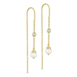 perle kæde øreringe i forgyldt sølv