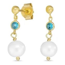 lyseblå krystal øreringe i forgyldt sølv