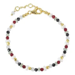 sten armbånd i forgyldt sølv  x   - Loom Stones