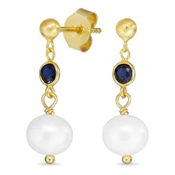 mørkeblå krystal øreringe i forgyldt sølv