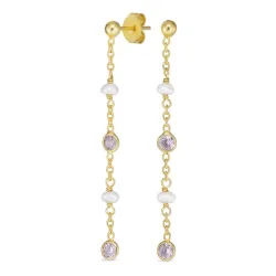 lilla zirkon kæde øreringe i forgyldt sølv