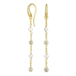 hvid zirkon kæde øreringe i forgyldt sølv